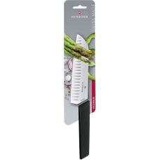 Кухонный нож Victorinox Swiss Modern Santoku, 17 см, рифл., с черн. ручкой, блистер