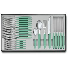 Набор кухонный Victorinox Swiss Modern Table Set с мятн. ручками, 24 пред (6 ножей steak/6 вилок/6 ложек столовых/6 ложек чайных)