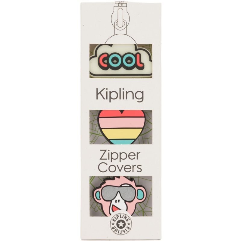 Комплект з трьох брелків для блискавки Kipling Style-It BTS Pullers Mix Cool Heart Monk Рож. (4x3x1,1см)