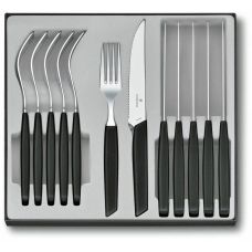 Набор кухонный Victorinox Swiss Modern Table Set с черн. ручками, 12 пред (6 ножей steak/6 вилок)
