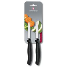 Кухонный нож Victorinox SwissClassic Paring 6.7603.B, 8 см, с черн. ручкой, 2шт (блистер)