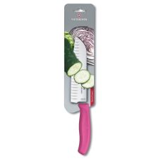 Кухонный нож Victorinox SwissClassic Santoku Vx6.8526.17L5B, 17 см, с роз. ручкой (блистер)