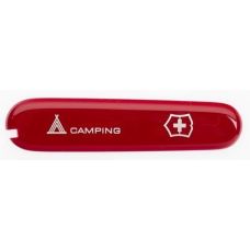 Накладка на нож Victorinox передняя, с логотипом и надписью Camping, 91 мм, красная