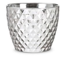 Кашпо для квітів MIRROR SILVER, кераміка, 14", дзеркальний з фактурою