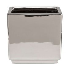 Кашпо для квітів MIRROR SILVER, кераміка, 13", дзеркальний куб Кашпо для квітів MIRROR SILVER, кераміка, 13", дзеркальний куб