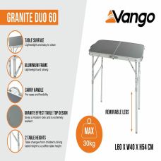 Стіл кемпінговий Vango Granite Duo 60 Excalibur (TBNGRANITE27065)
