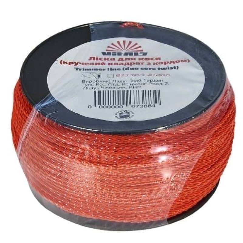 Леска для триммеров в бухте Vitals (витой квадрат с кордом) 2.7 мм*3LB (256 м. )