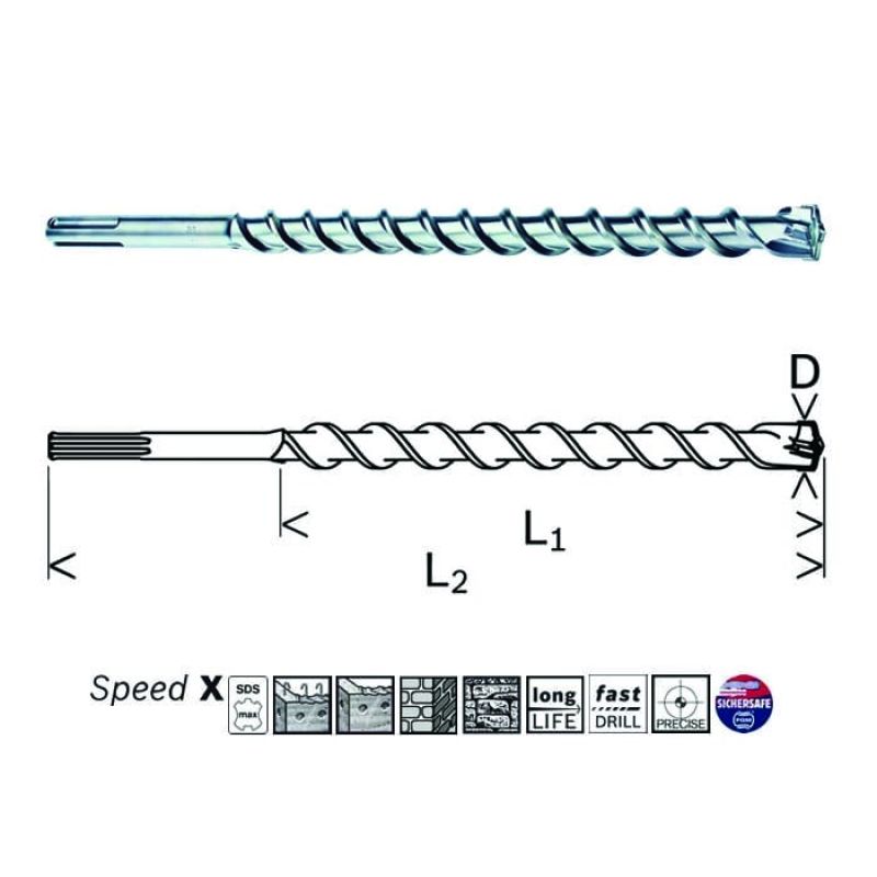 Сверло для бетона Bosch SDS-max Speed X 40/400/520 мм (2608586802)