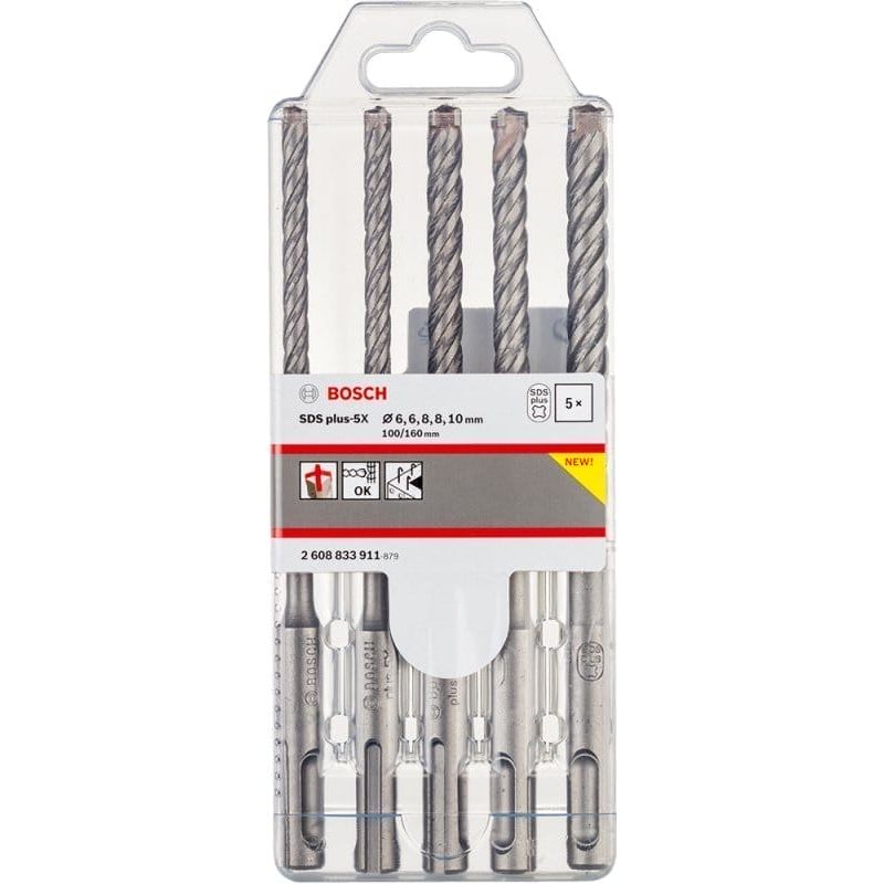 Набор буров Bosch SDS plus-5X 6/6/8/8/10 x 160мм, 5 шт (2608833911) Набор буров Bosch SDS plus-5X 6/6/8/8/10 x 160мм, 5 шт (2608833911)
