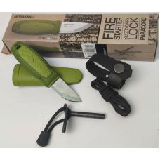 Нож Morakniv Eldris 1.0 Colour Green (12633) + огниво, паракорд и застежка