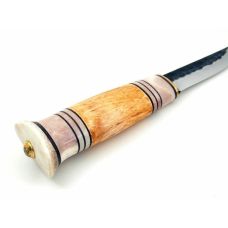 Нож Erapuu Puukko Curly Birch 95, 80CrV2, рукоятка - оленьий рог и карельская береза (14566)