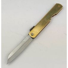 Нож складной Higonokami 100 mm, Aogami сталь, рукоятка - латунь, Honmamon (1115372)