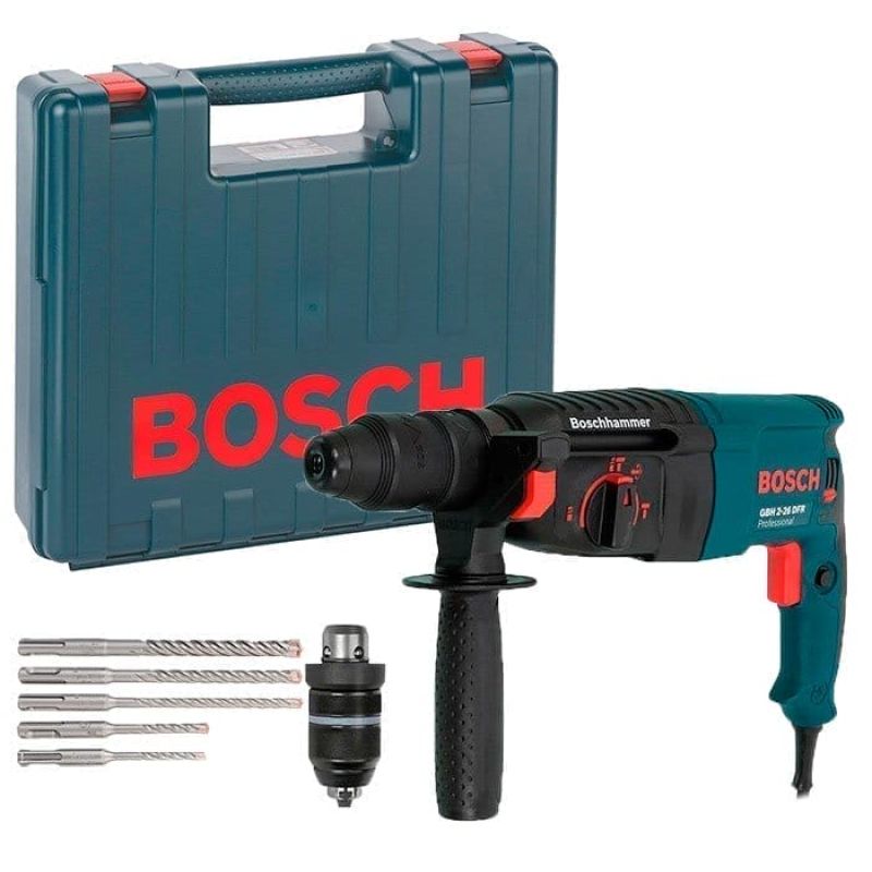 Перфоратор Bosch GBH 2-26 DFR + сменный патрон + набор 5 буров + чемодан (061125476D)