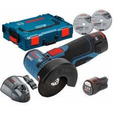 Аккумуляторная болгарка Bosch GWS 12V-76 + 2 акб 3 Ah + ЗУ GAL 1230 CV + 3 круга + L-BOXX 102 (06019F200B)